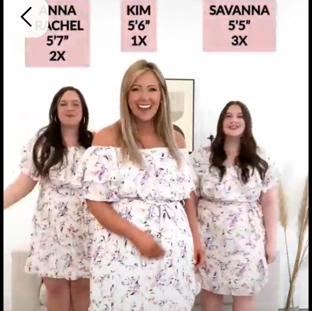 Chic soul, off the shoulder white floral dress, 2x - Picture 4 of 12